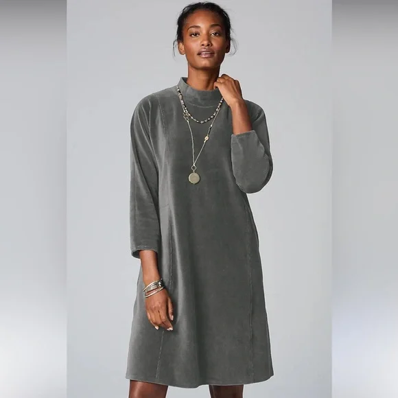 J. Jill corded velour mock neck dress - Picture 1 of 11
